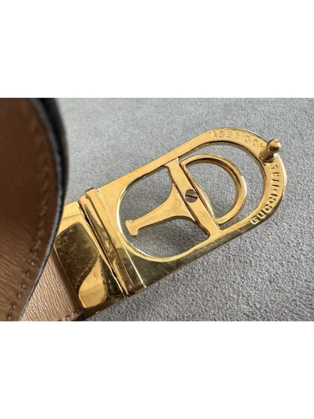Vtg Signed GUCCI HORSEBIT BUCKLE Brown/Tan LEATHER BELT Reversible 33.5
